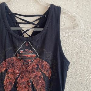 Harley-Davidson Feather Print Top